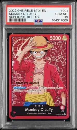 2022 ONE PIECE STARTER DECK ST01-STRAW HAT CREW #001 MONKEY D. LUFFY PSA 10