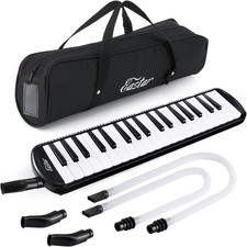 37 Key Melodica Instrument with Mouthpiece Air Piano Keyboard, Carrying Bag, Bla