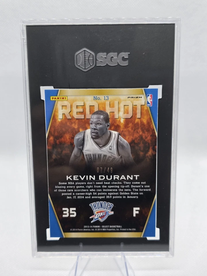 2013-14 Panini Select Red Hot Kevin Durant #13 Blue Prizm /49 SGC 10 (MVP YEAR) - Image 2 of 2