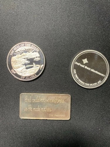 Lot Of 2 1oz. Fine Silver Coins And One 1oz. Fine Silver Bar