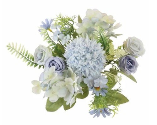 2 x Artificial Blue Mix Flower Bushes - Picture 2 of 2