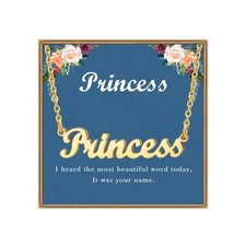 Custom Name Necklace, Princess Name Plate Pendant Necklace Pre Gifts, Charm Neck