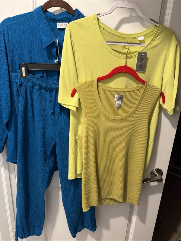 4 CHICO'S TOPS SIZE 3 Tops As 2 Pants EXCELLENT CONDITION One Top New With Tag