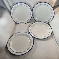 Elegance II Collection Mariner Blue Pattern Stoneware Dinner Plates 10.75” Set 4