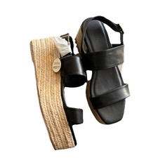 Truffle Collection Espradilles  Platform wedge Sand - Black /UK 7 /EU40 bnwb new