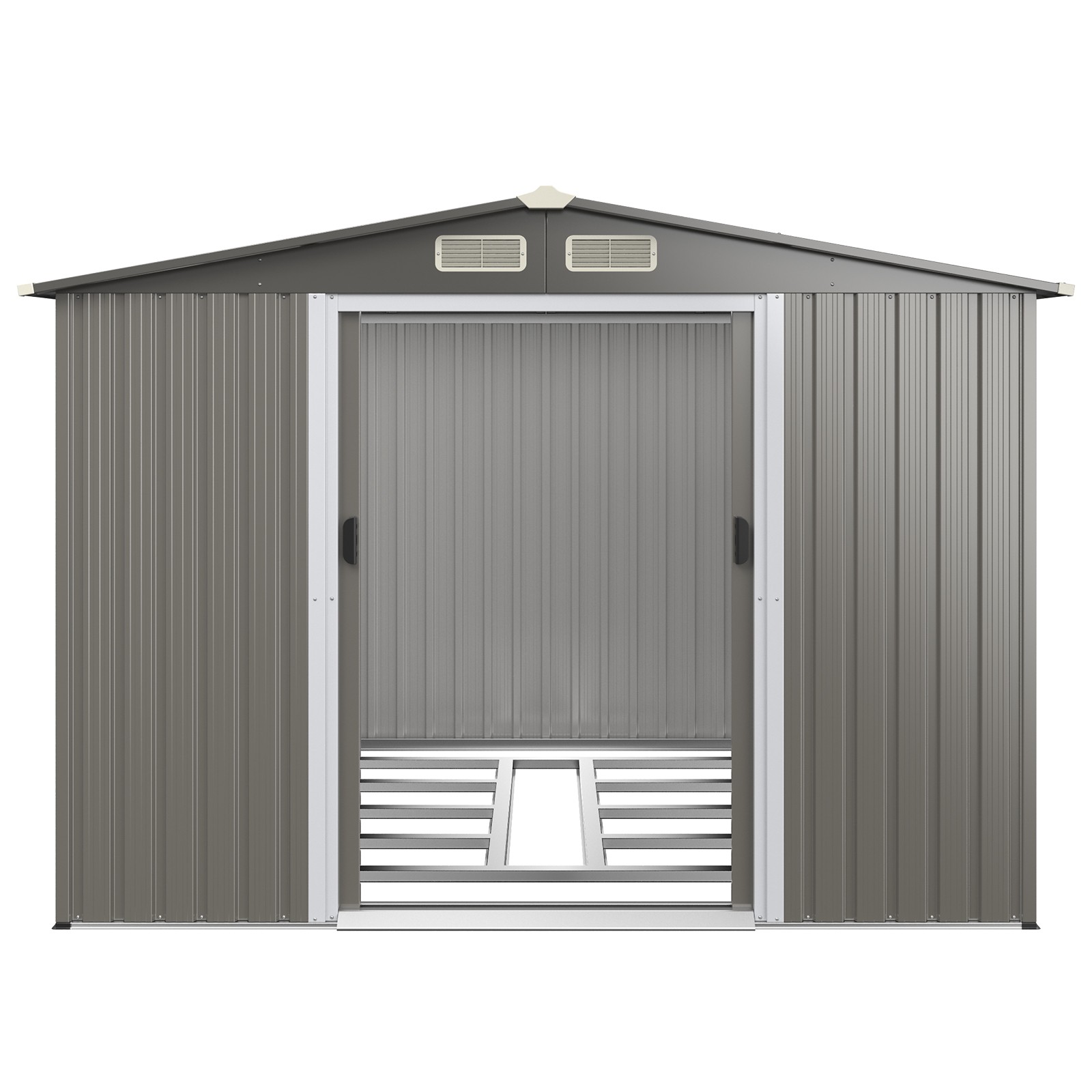 Outdoor 8'x6' Storage Shed Galvanized Steel Tool House Organizer for Garden Yard