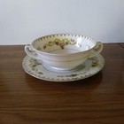 Set of 2 Vintage Soup Bowls & Saucers Floral Pattern, made in Japan.