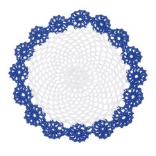 1Pcs Crochet Handmade Doilies 8.2" Placemats Lace Coasters White, Dark Blue