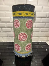 Whimsy Floral Shabby Chic Multicolor Umbrella Stand Metal Trash Can