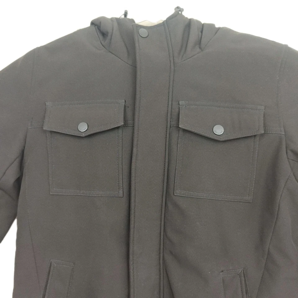 DOCKERS men's full-zip lined jacket, size small, hooded, black, faux fur lining - Image 2 of 4