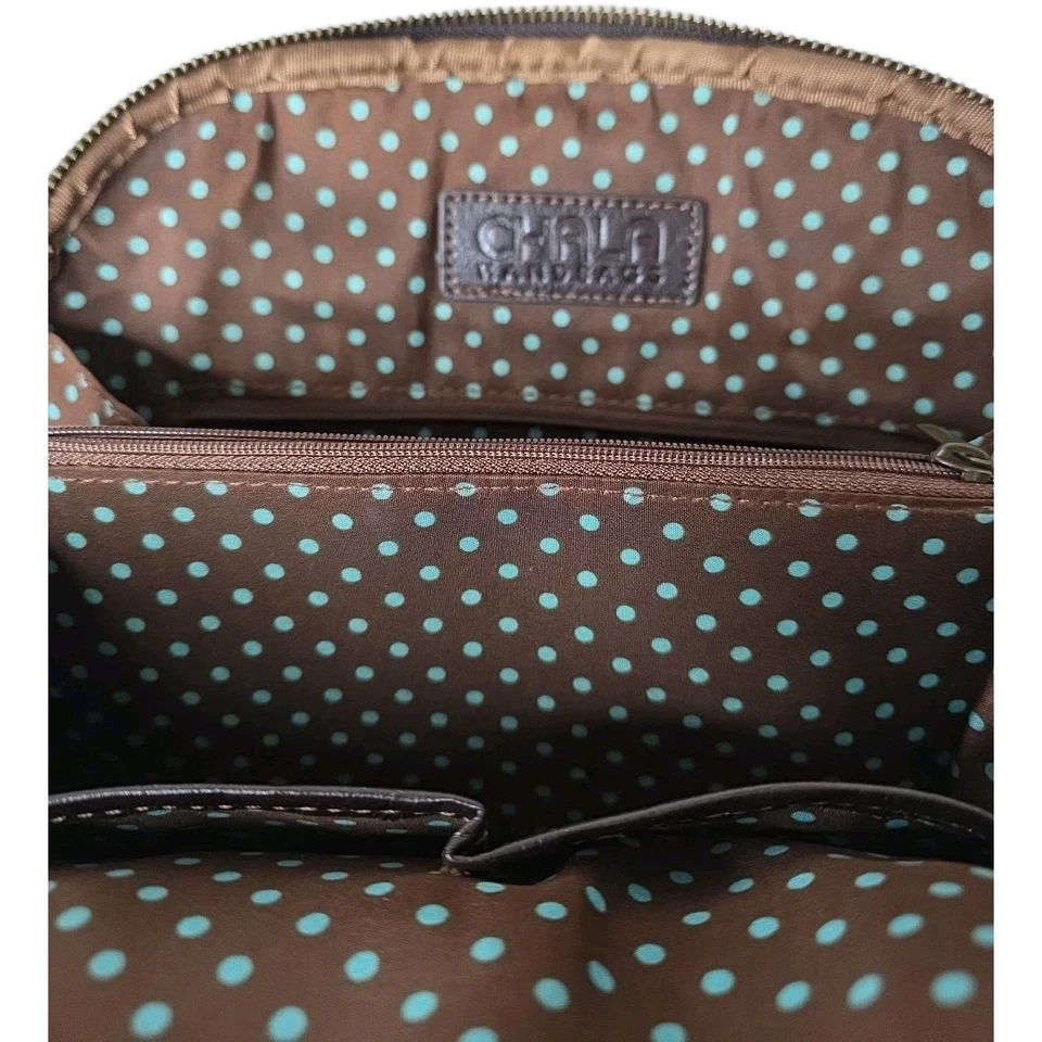 Mochila Cartera Convertible Chala Azul Marrón Diseño Tortuga Marina Cuero Vegano Nueva Sin Etiquetas Foto 4 de 4