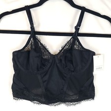 Auden Longline Bra Womens X-Small Underwire Unlined Black Lingerie Corset NWT