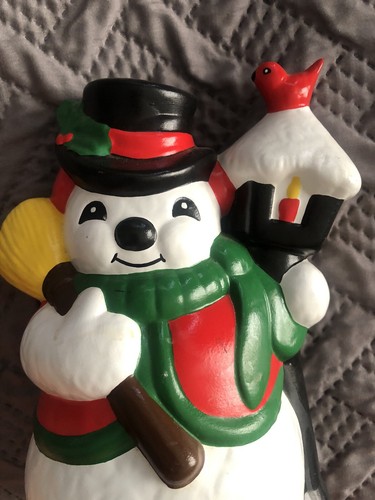 VTG 1982 Jolly Snowman Christmas Hobbyist Made Ceramic Glenview Mold Redbird ⛄️ - Picture 4 of 5