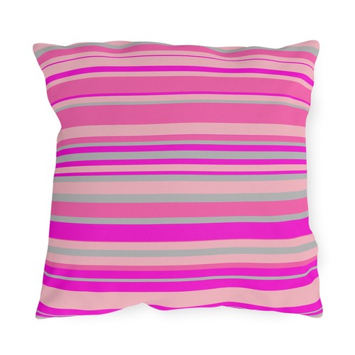 Pink Mexican Serape Style Outdoor Pillow, Colorful Striped Deck Cushion - Picture 10 of 17