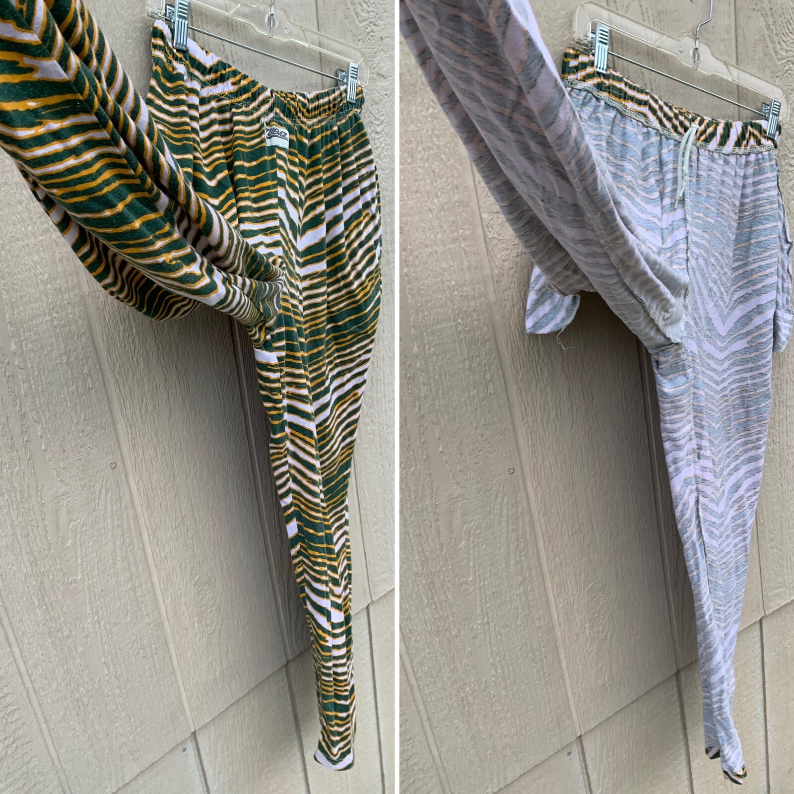 Zubaz pants green yellow white tiger stripe NFL Team Apparel (Packers