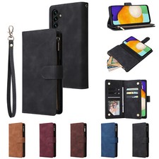 For Samsung A16 A15 A25 A35 A26 A56 A54 Zipper Wallet Leather Case Stand Cover