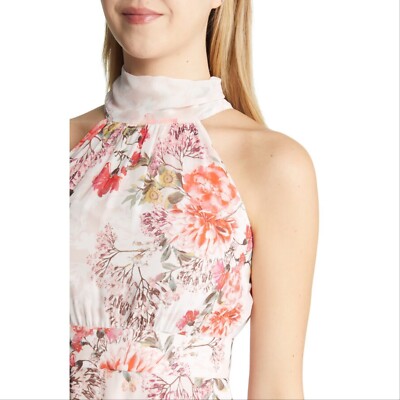 Eliza J Floral Halter Neck Maxi Dress, Blush, 0 | eBay