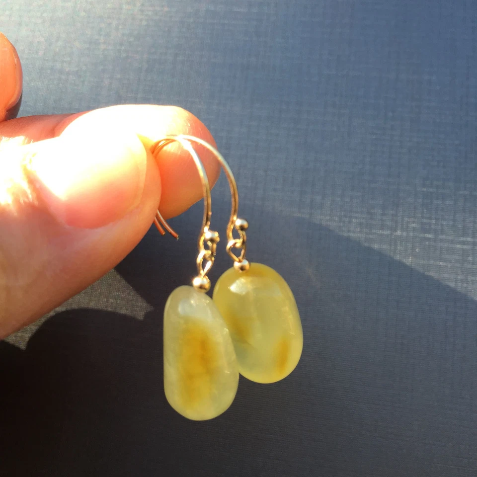 Brincos vintage 100% natural mel âmbar folheados a ouro 14K obras originais - Imagem 4 de 4