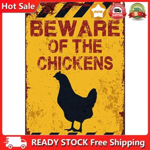 Vintage-Blechschild aus Metall mit Aufschrift „Beware of Chickens“ für Bar Pub C - Bild 1 von 12