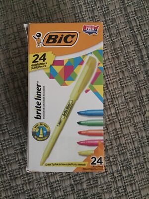 BIC BL24 Chisel Tip Fluorescent Ink Brite Liner Highlighters 34128- 24 Pieces