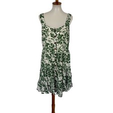 Kori Dress Large Green White Sleeveless Summer Sundress Boho Festival Vacay