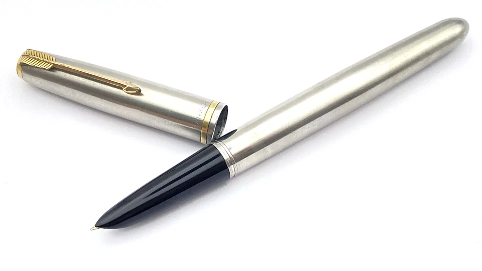 CANETA TINTEIRO AEROMÉTRICA VINTAGE PARKER 51 FLIGHTER OURO 14K FINA NOVA NA CAIXA Fabricada nos EUA - Imagem 4 de 4