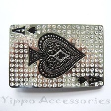 Ace of Spades w/ Rhinestones Poker Gambling Metal Fashion Belt Buckle