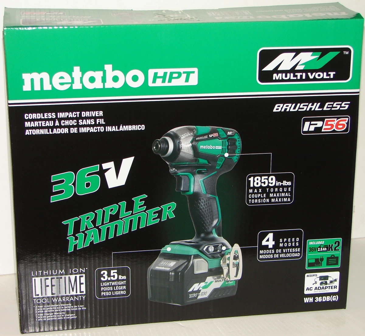 Metabo HPT WH36DBG 36V Triple Hammer Cordless Impact Driver Kit
