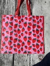 NEW Strawberries 🍓Shopping Bag Reusable Travel Tote TJ Maxx RED&PINK
