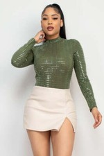 Women Long Sleeves Mesh Jumpsuit Bodysuit Top