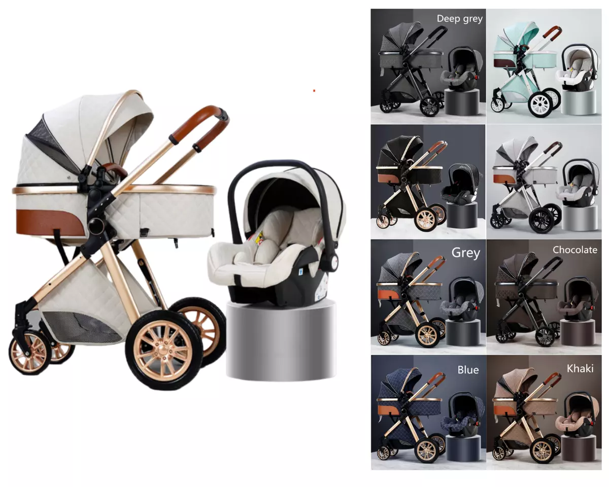 Poussette 3 en 1 Combiné Bébé Nouveau Né Siège Auto Nacelle Landau