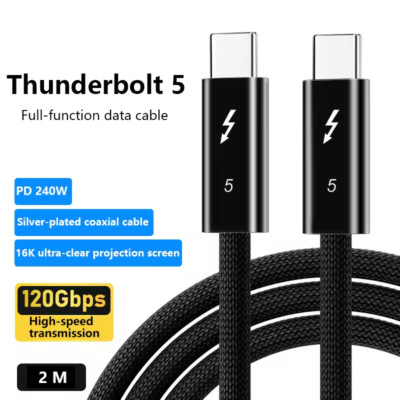  Thunderbolt 5 80Gbps Full-Function USB Type C 240W Data and Charging Cable 2 m