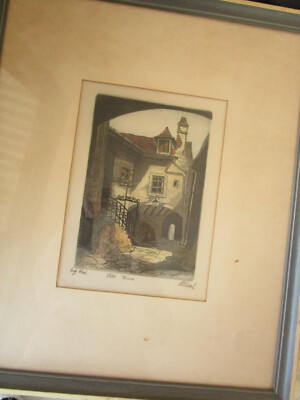 H. Leisch (Austrian, 20th C) 2 Color Etchings On White Silk