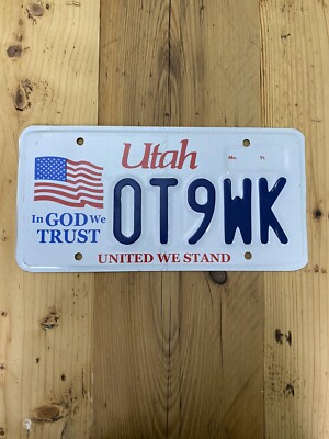 Vintage Utah In God We Trust US Car License Number Plate 0T9WK