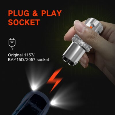 AUXITO 2x 1157 P21/W5 BAY15D LED Canbus Red Yellow Car Brake Lights Tail Bulb fo