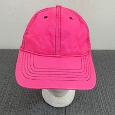 Pink Baseball Hat Strapback Cap Ladies Girls OSFM Blank No Logo Black Stitching
