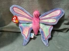 Vintage Original TY Beanie Baby Flitter the Butterfly 1999 Plush Toy Pink/Purple