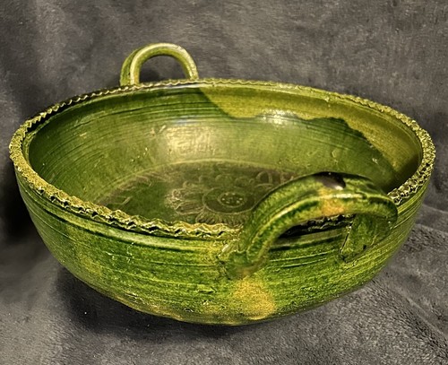 Earthenware Clay Oaxaca Drip Ware Bowl Mexico C-1930s - Picture 3 of 16
