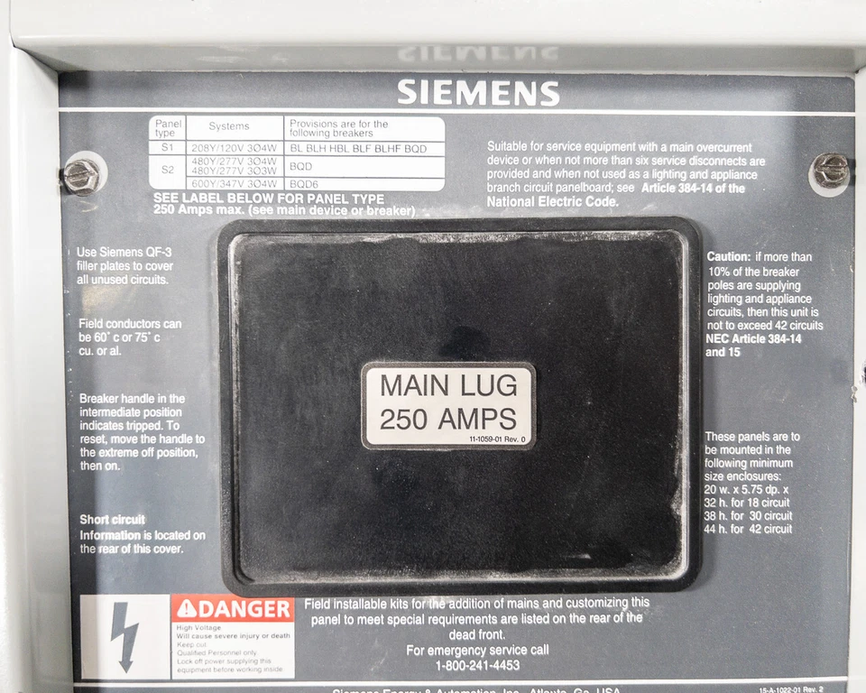 Siemens S1C42ML250CTS Circuit Breaker Panel S1 208Y 120V 3Phase 4 Wire 42 Slots - Image 4 of 4