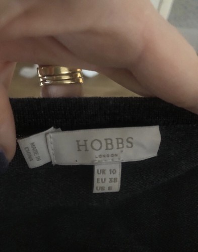 Hobbs Charcoal Grey Wool Mix Round Neck Midi Dress Size 10 Fit & Flare Style - Picture 5 of 7