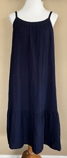 NWT Gap 100 Cotton Adjustable Strap Navy Blue Midi Dress Size M