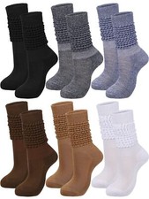 6 Pairs 80s 90s Women Slouch Socks Soft Knee Long Scrunch Socks Cotton Knit S...