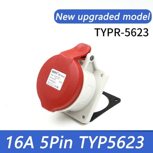 16A 5 PIN RED INDUSTRIAL PLUGS & SOCKETS 3 PHASE 3P+N+E IP44 MALE/FEMALE - Picture 8 of 15