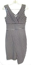 Almost Famous Black and White Striped Sleeveless Stretch Dress Sz M  NWT$48