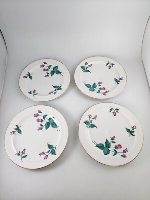 Easterling Bavarian China ''Radiance'' Salad Plates Pink Rose Bud Set Of 4