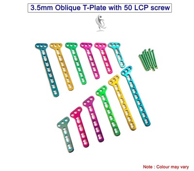 Titanium Oblique T Plate set of 12pcs (3.5mm) with 50 LCP screw Veterinary