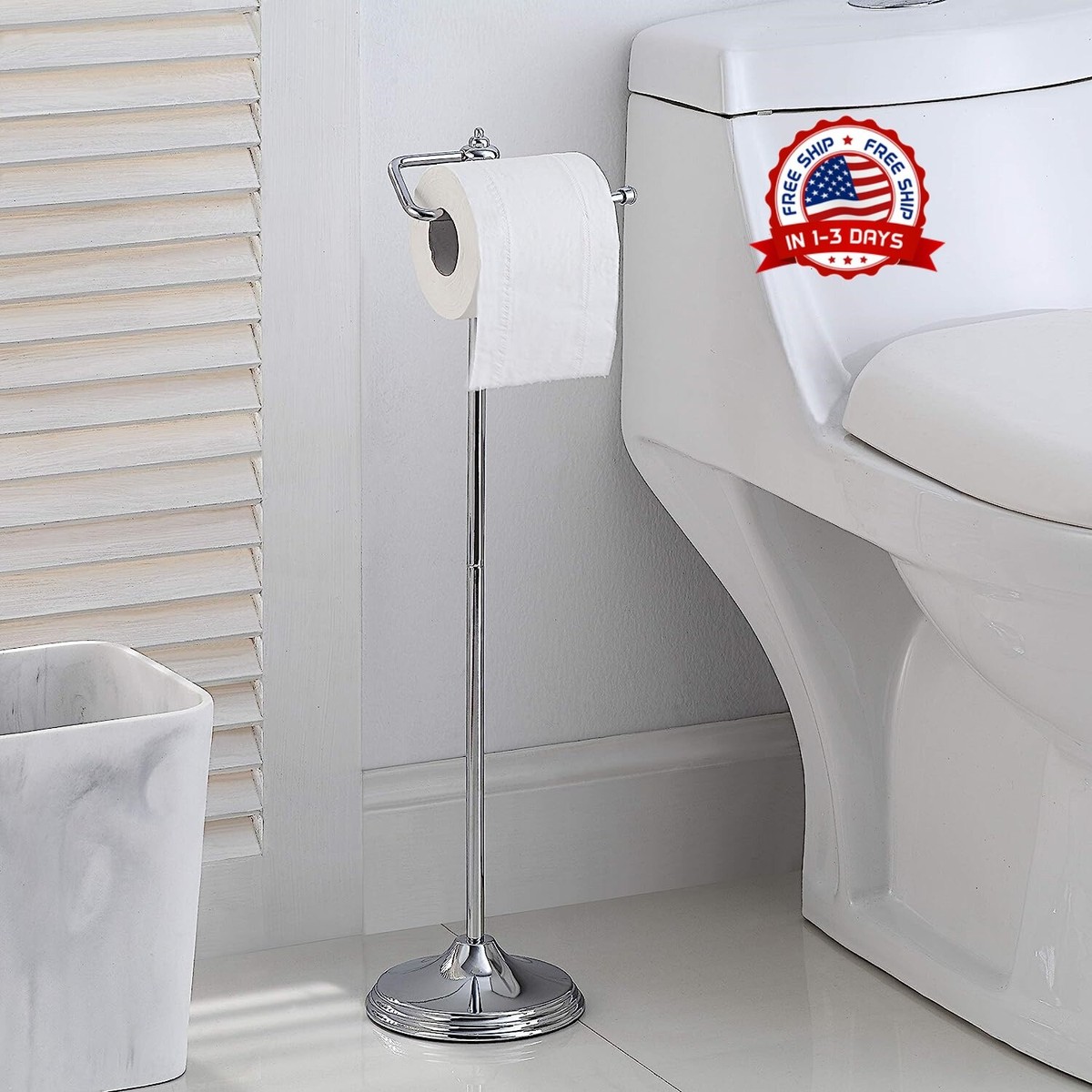 Organizador Baño Cromado Portarrollos De Papel Higiénico De Acero  Inoxidable - Soporte Independiente 15x60cm - Estilo Moderno Portarrollos  Acero Inoxidable, image size:1200x1200