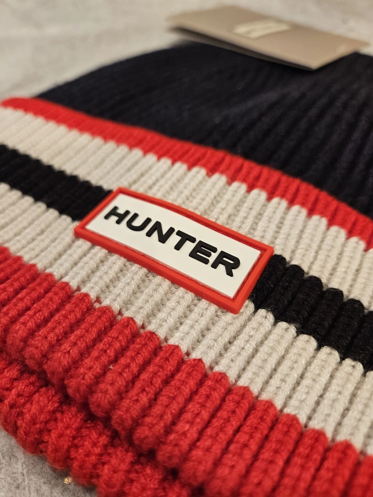 NEW HUNTER RIBBED LOGO BEANIE HAT ADULT ONE SIZE VALTAMERI BLUE