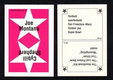 Joe Montana 49ers Football Player - Vintage 1990 Parker Brothers Game Card #431B