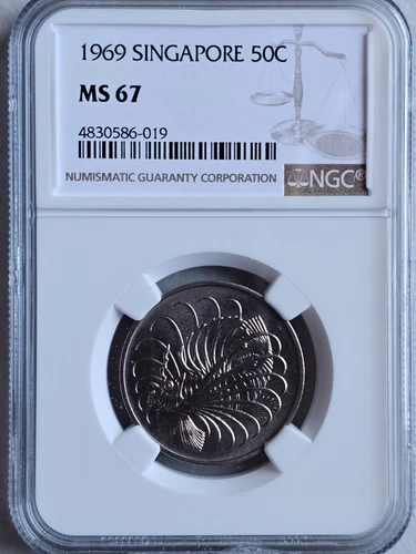 Singapore 50 Cents 1969 NGC MS 67